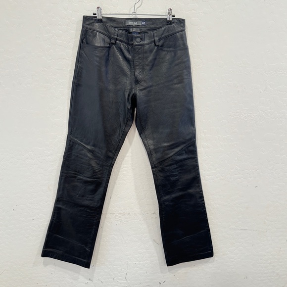 GAP Pants - Y2K GAP Leather Boot Cut Pants Womens 8 Black Moto Motorcycle Biker Punk Goth